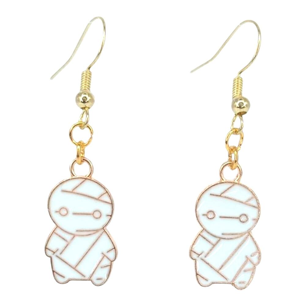 White Mummy Halloween Earrings 🩶✨